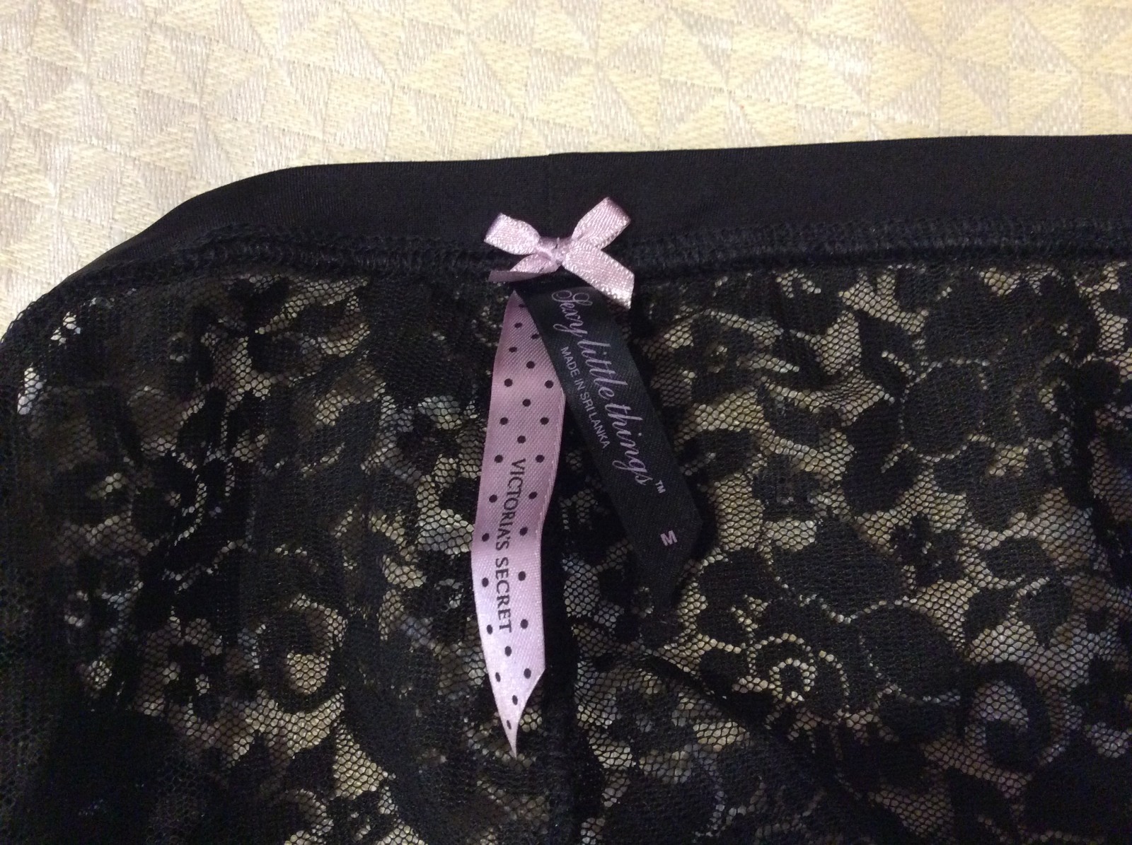 Vintage 2008 Victoria Secret Sexy Little Things Black Sparkle Lace Hiphugger M
