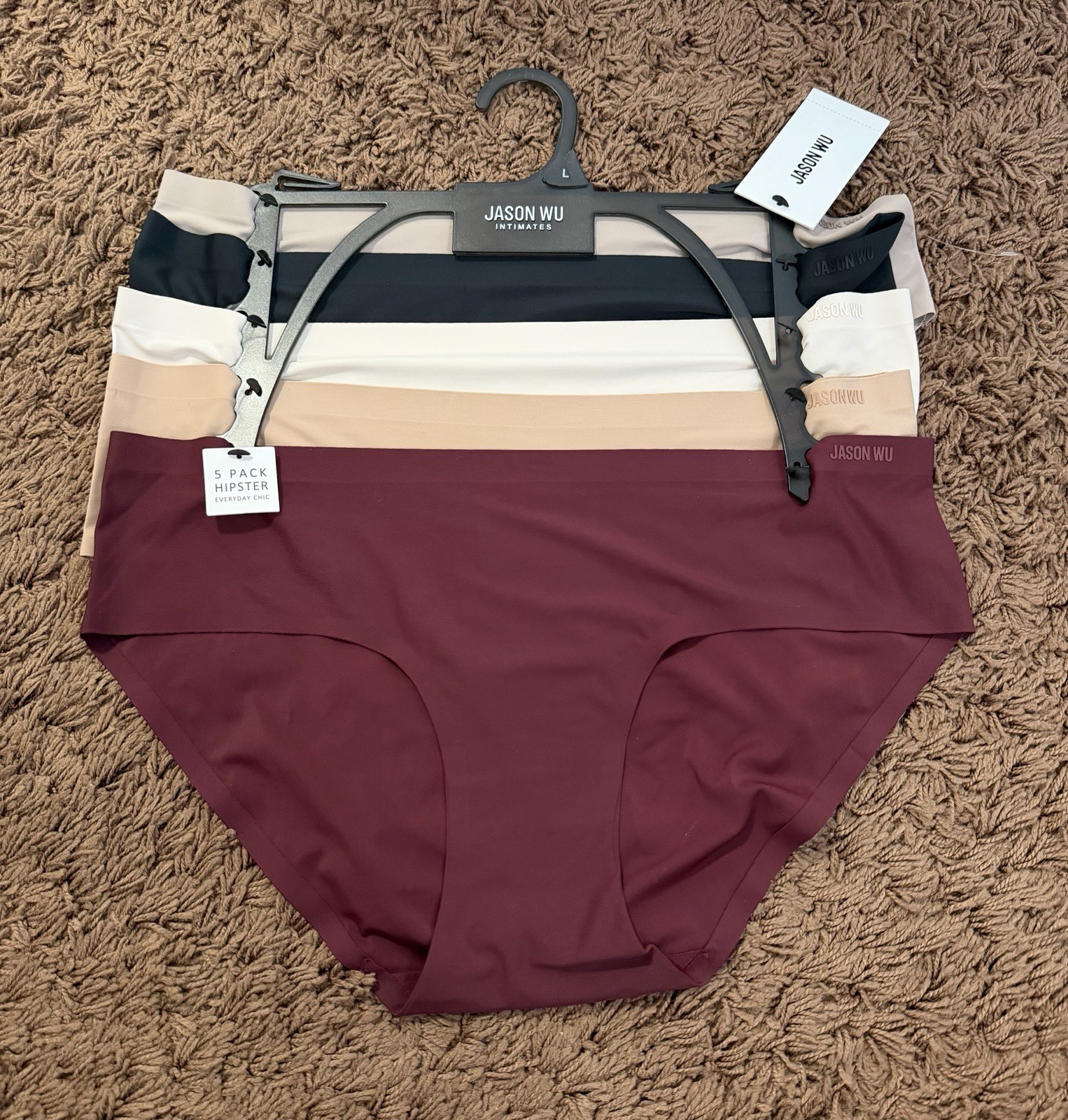 NWT Jason Wu Women’s 5-Pack Hipster Designer Panties Large Chic Comfy Multicolor