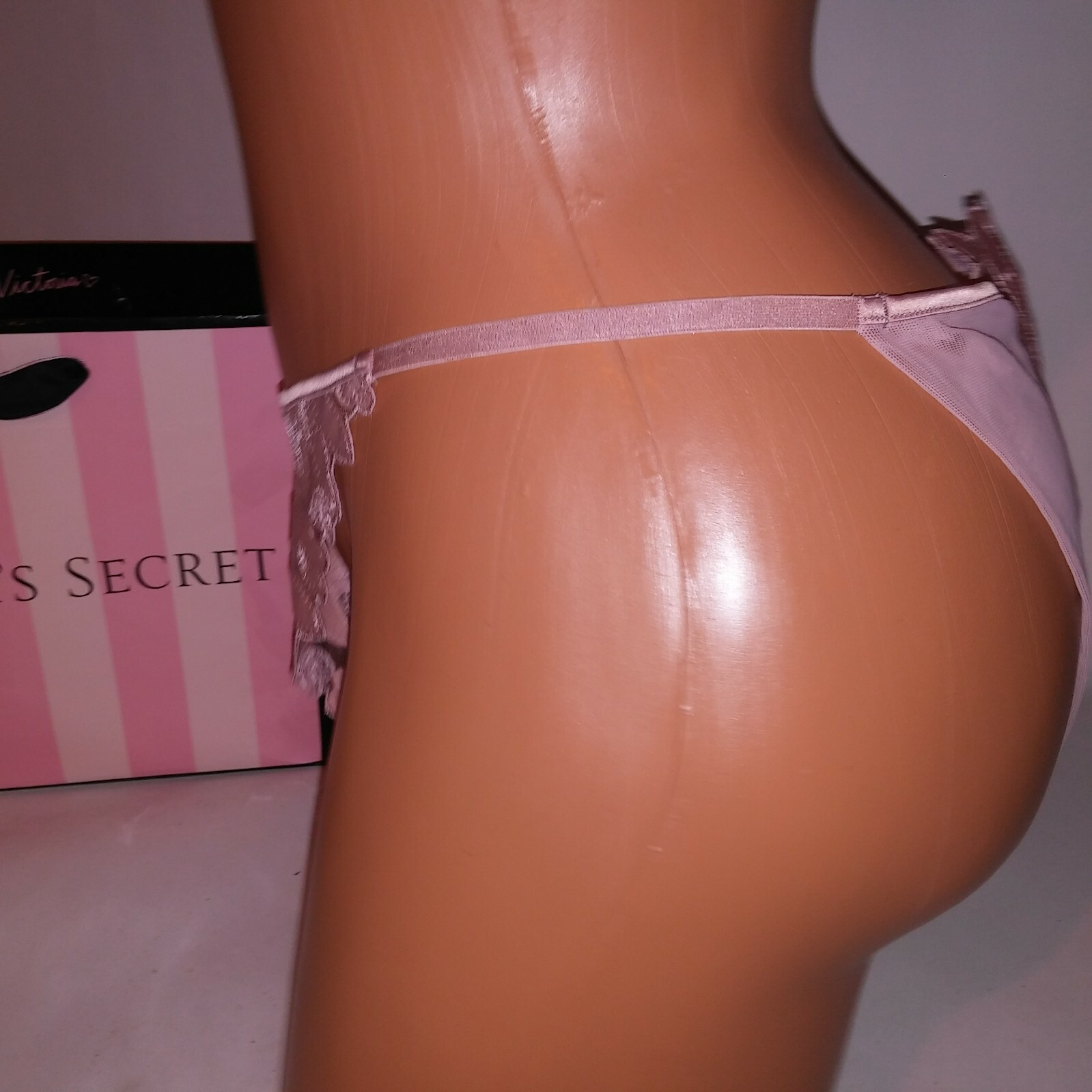 Victoria Secret Panty XL Brazilian Pink Applique Lace Floral Luxe New