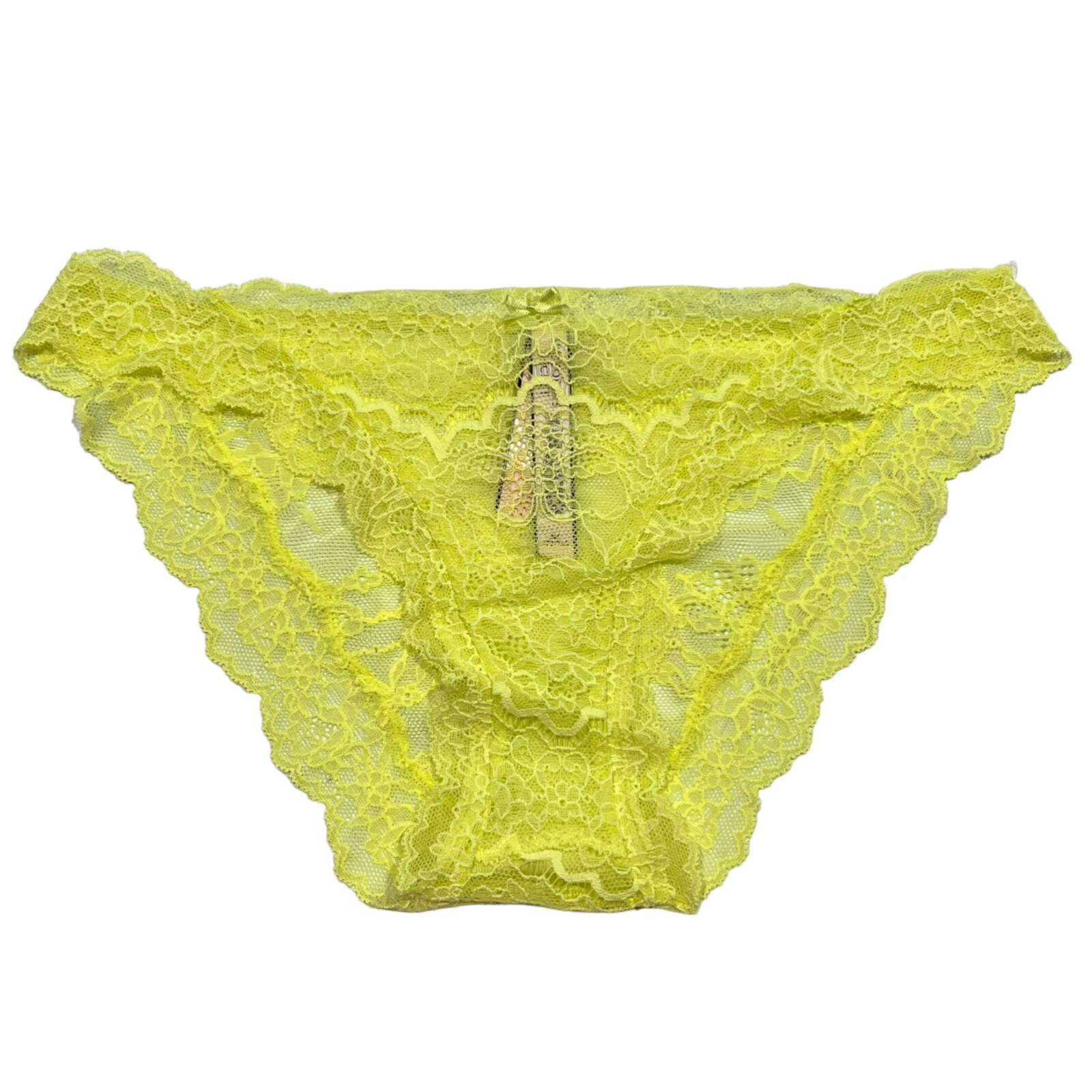 NWT VICTORIA’S SECRET Dream Angel Cheekini Pantie Sz M Yellow Lace