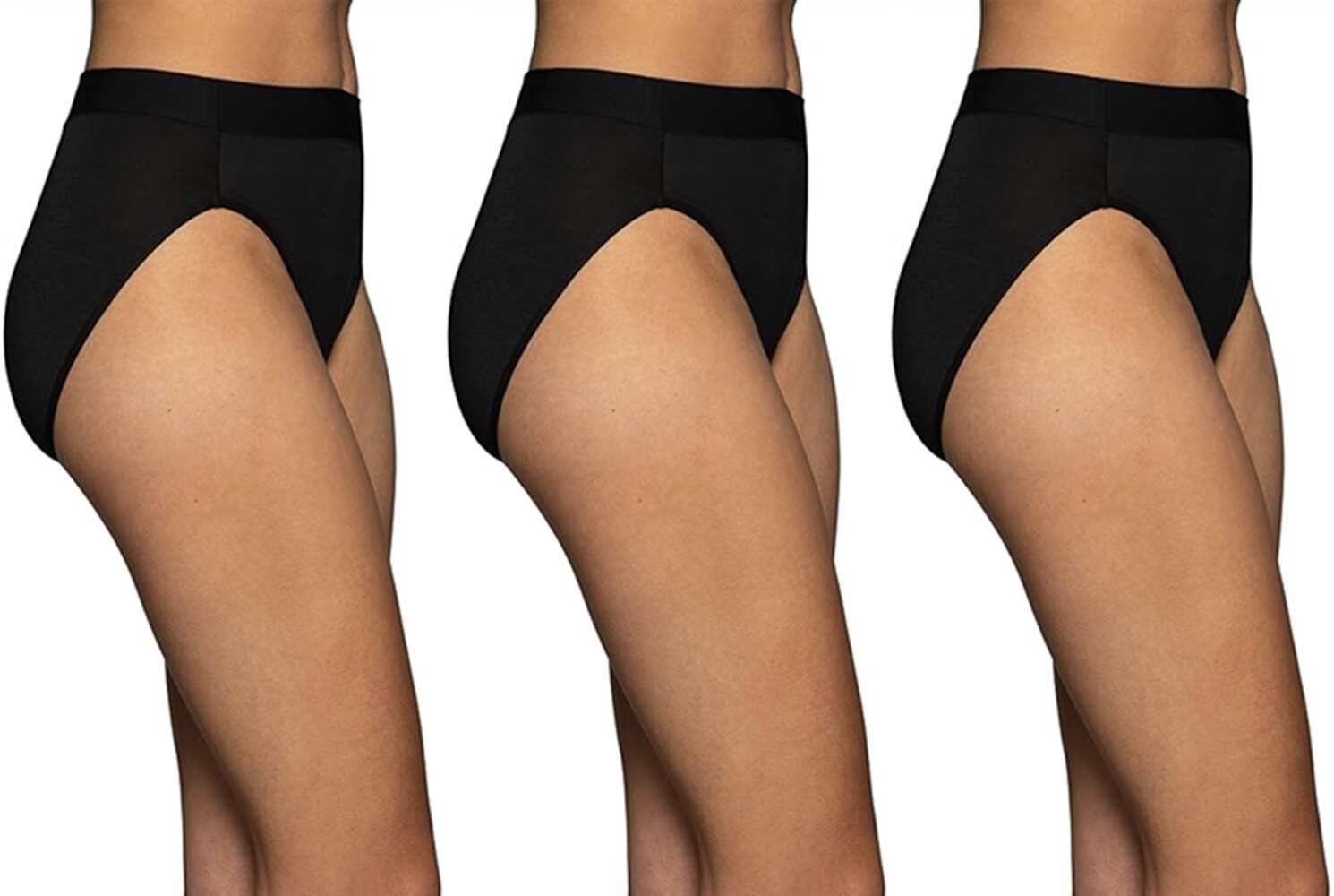 3 Pc Vanity Fair Beyond Comfort Hi-Cut Brief Modal 13250 Wht Blk Neutral 6 7 8 9