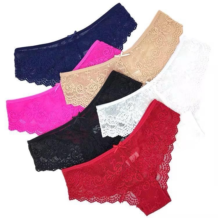 Women’s Love Logo Strap Thong/String Panties 6 Pack Multicolor Stretch M