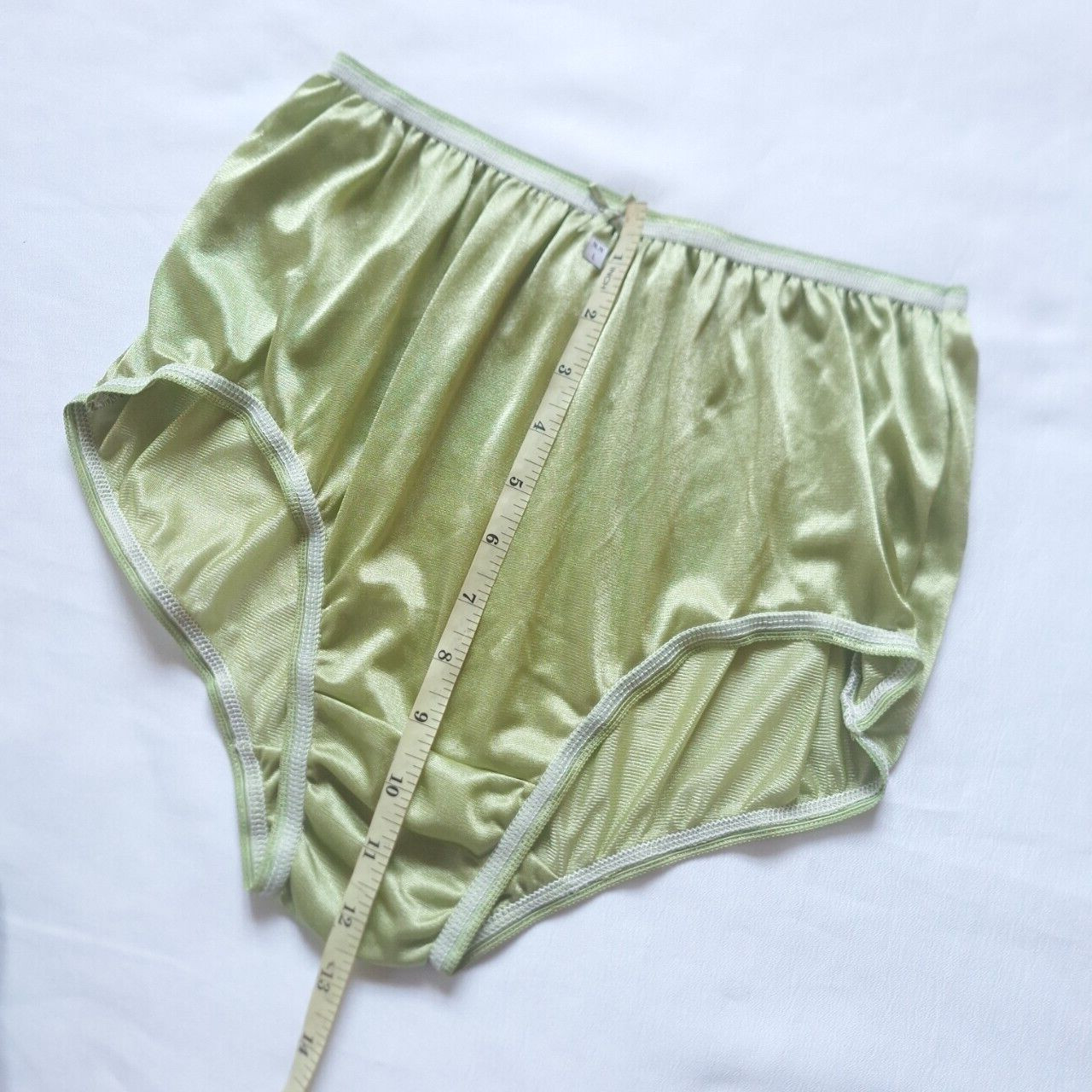 6 Green Nylon Panties Underwear Silky Soft Smooth Briefs High Waist 30″-36″L