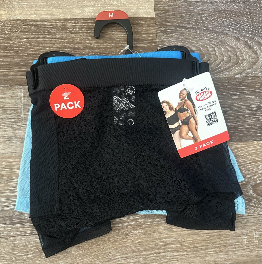 Parade Lace Boyshort Underwear Mesh Blue + Black Floral Pattern Juniors Medium
