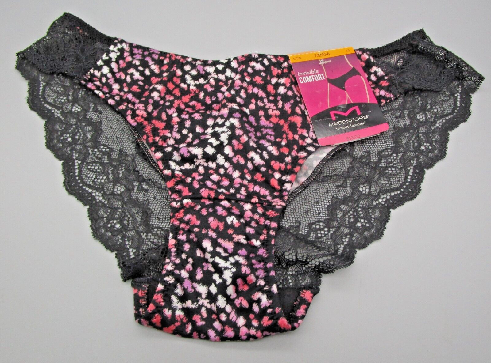 MAIDENFORM~S 5~40159~Black Ombre Spot Comfort Devotion Lace Back Tanga