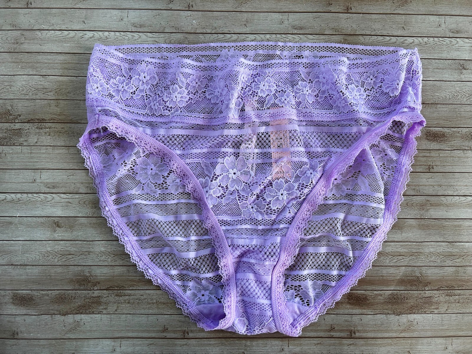 Nwt Victorias Secret The Lacie Floral Stripe High Leg Panty Petal Purple Medium