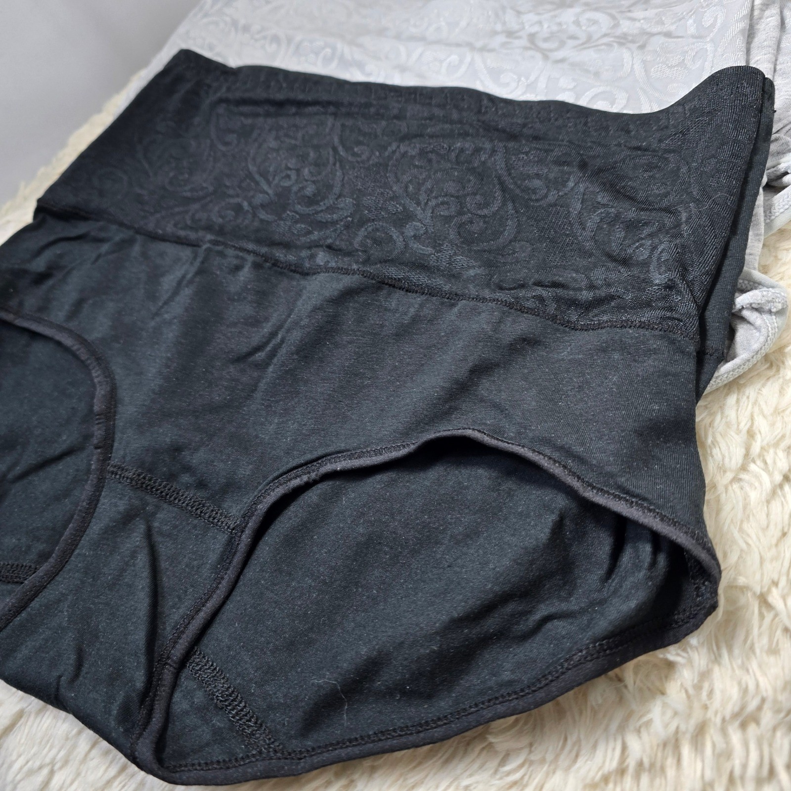 High Waist Briefs 4 Pack Women S Black Gray Orange Damask Cotton Panties Soft