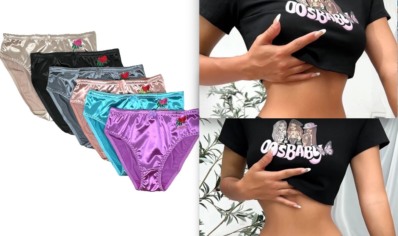 6 PRETTY SATIN BIKINIS Style PANTIES Womens Underwear #3123N S M L XL 2X 3X