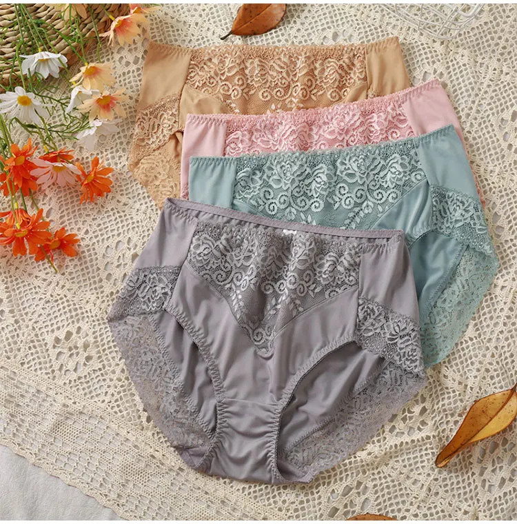 High Waist Lace Panties Women’s Plus Size Soft Stretch Comfort Briefs Underwear