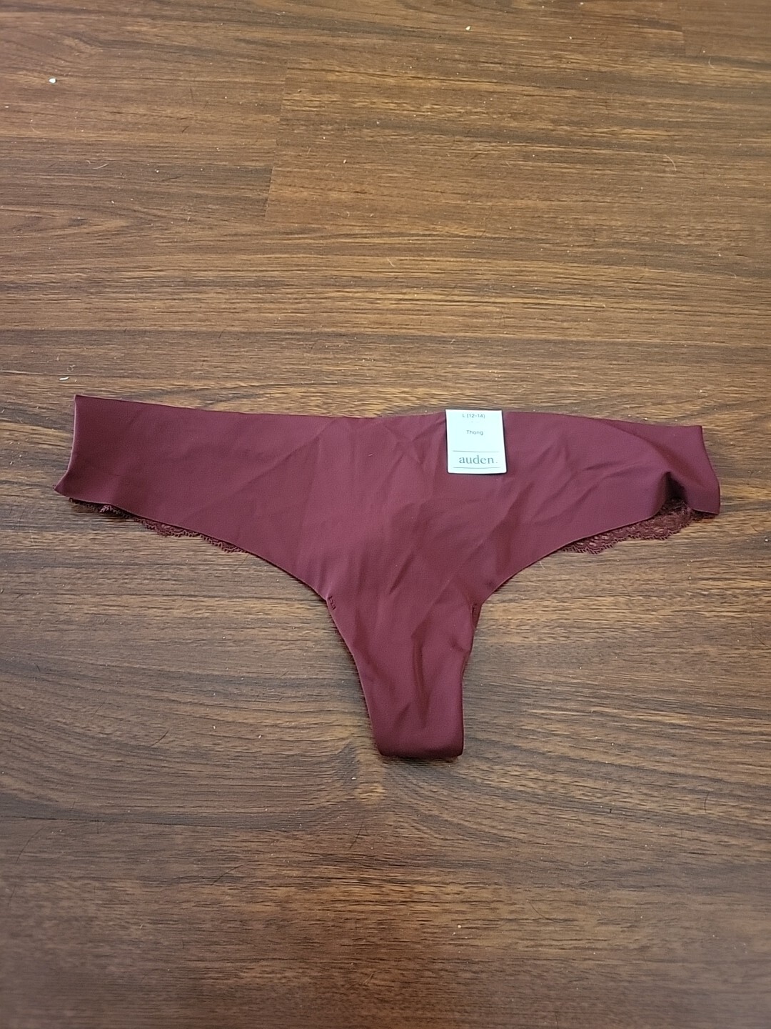 Auden Panties Thong Panty Lace Back Smooth Front Berry Red Large B80