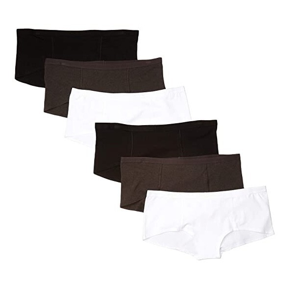 PACT Organic L29832 Womens Assorted Cotton Boyshorts 6-Pack Panties Size L