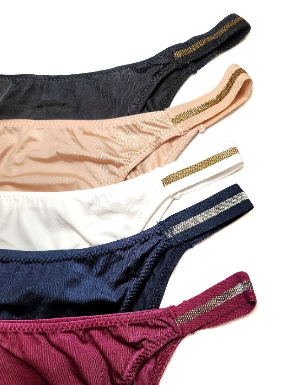 5pcs Lot Women High Cut Satin Panties Thong Brief Brazilian Underwear Lingeries