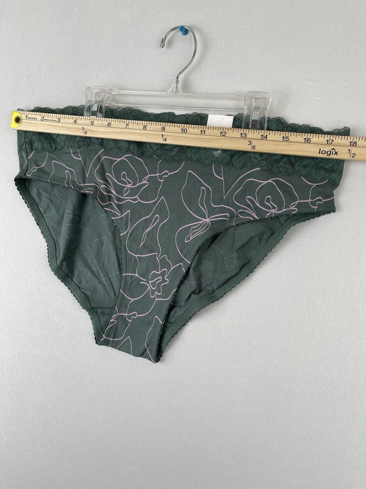 Auden Cotton Blend Hipster Underwear W/lace Waist Teal Green Size XL(18)