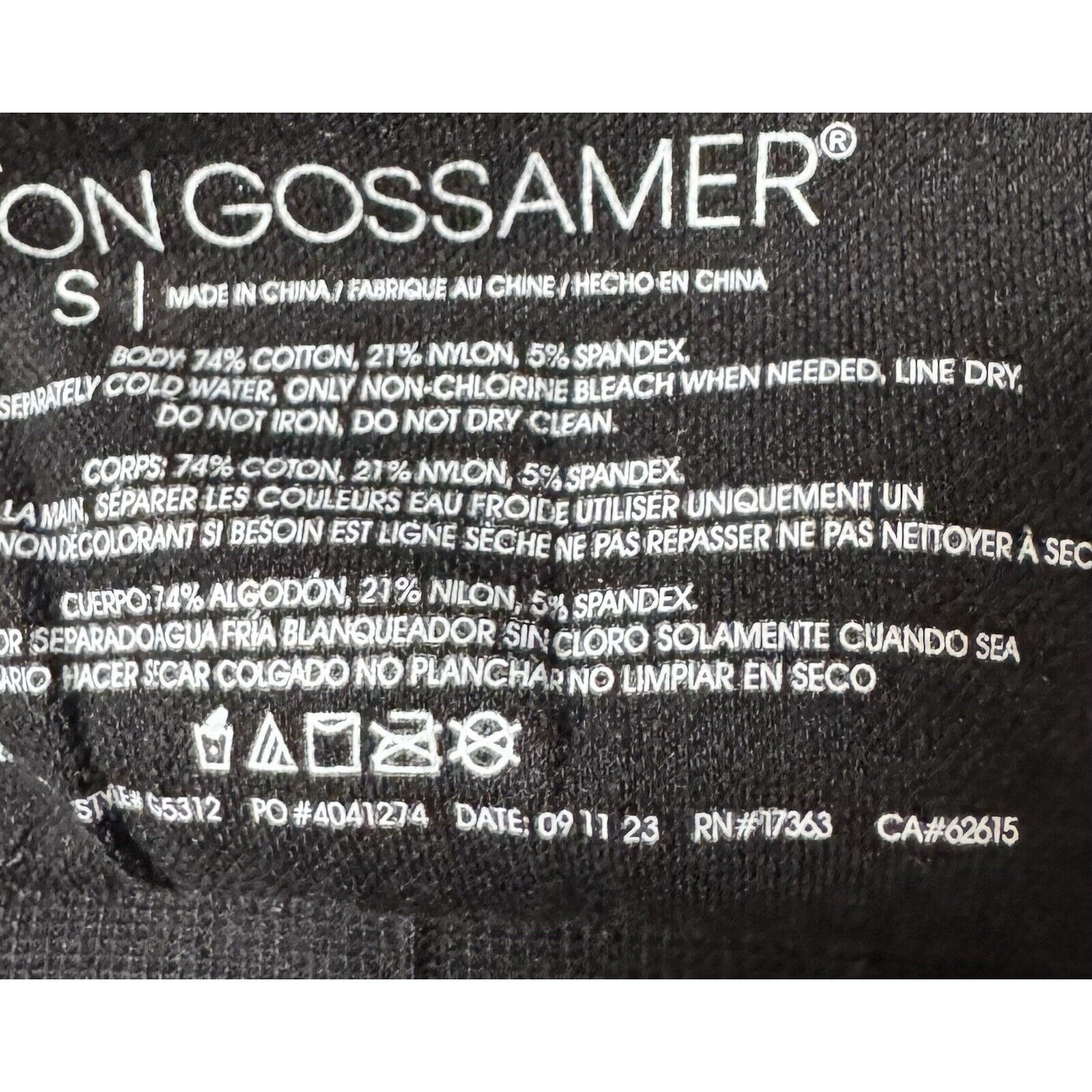 On Gossamer Cabana Black Cotton Seamless Strapless Bandeau G5312 Size Small