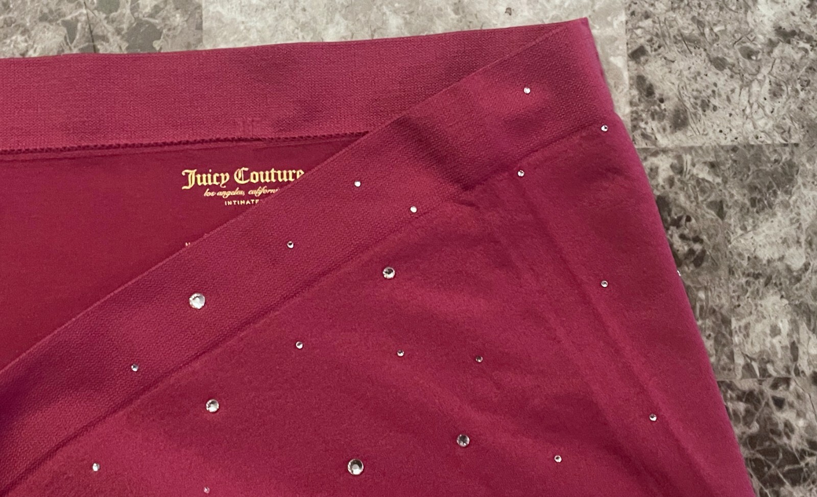 JUICY COUTURE L RASPBERRY SILVER RHINESTONE SEAMLESS STRETCH BOYSHORT PANTIES