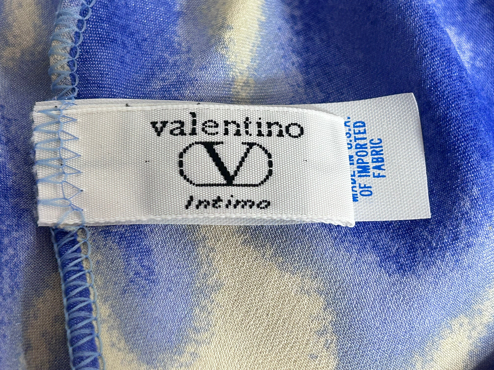 Valentino Intimo Tap Shorts Lounge Wear Blue & Cream W/ Lace Side Slits Sz S