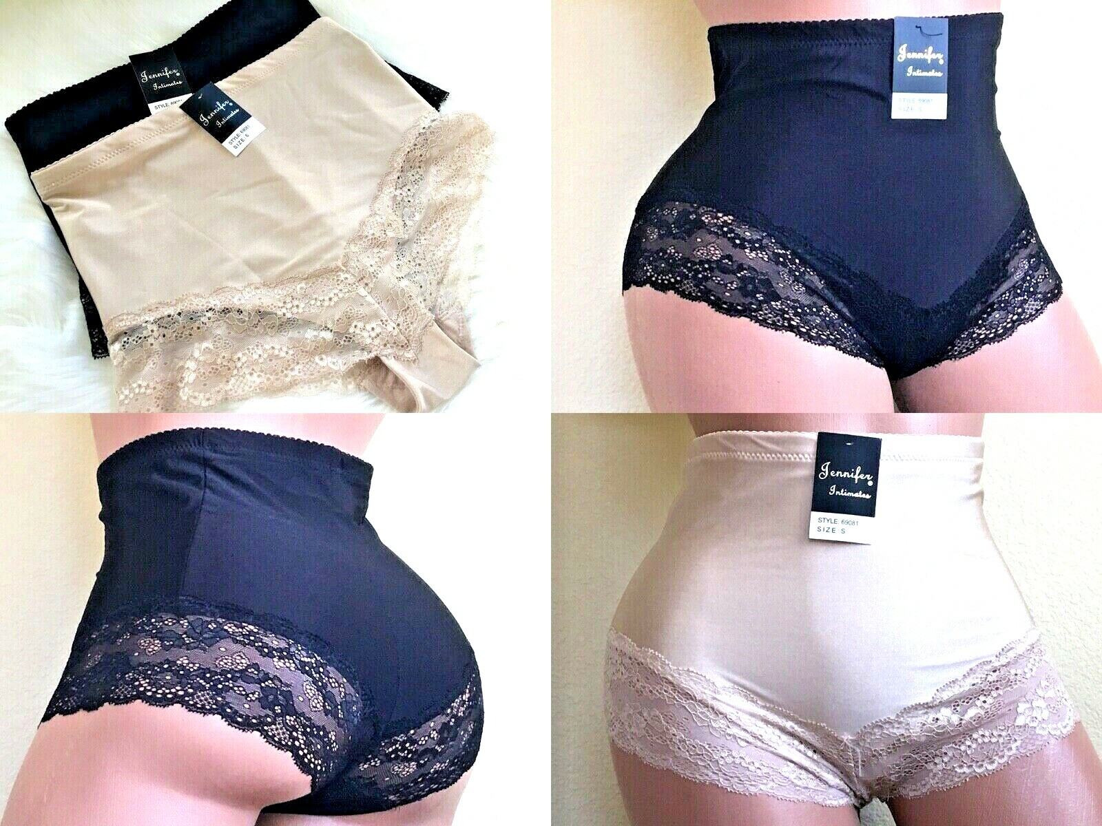 2/4/6 Girdle High Waist Briefs Panties Tummy Control cotton lace trim 69081 S-XL