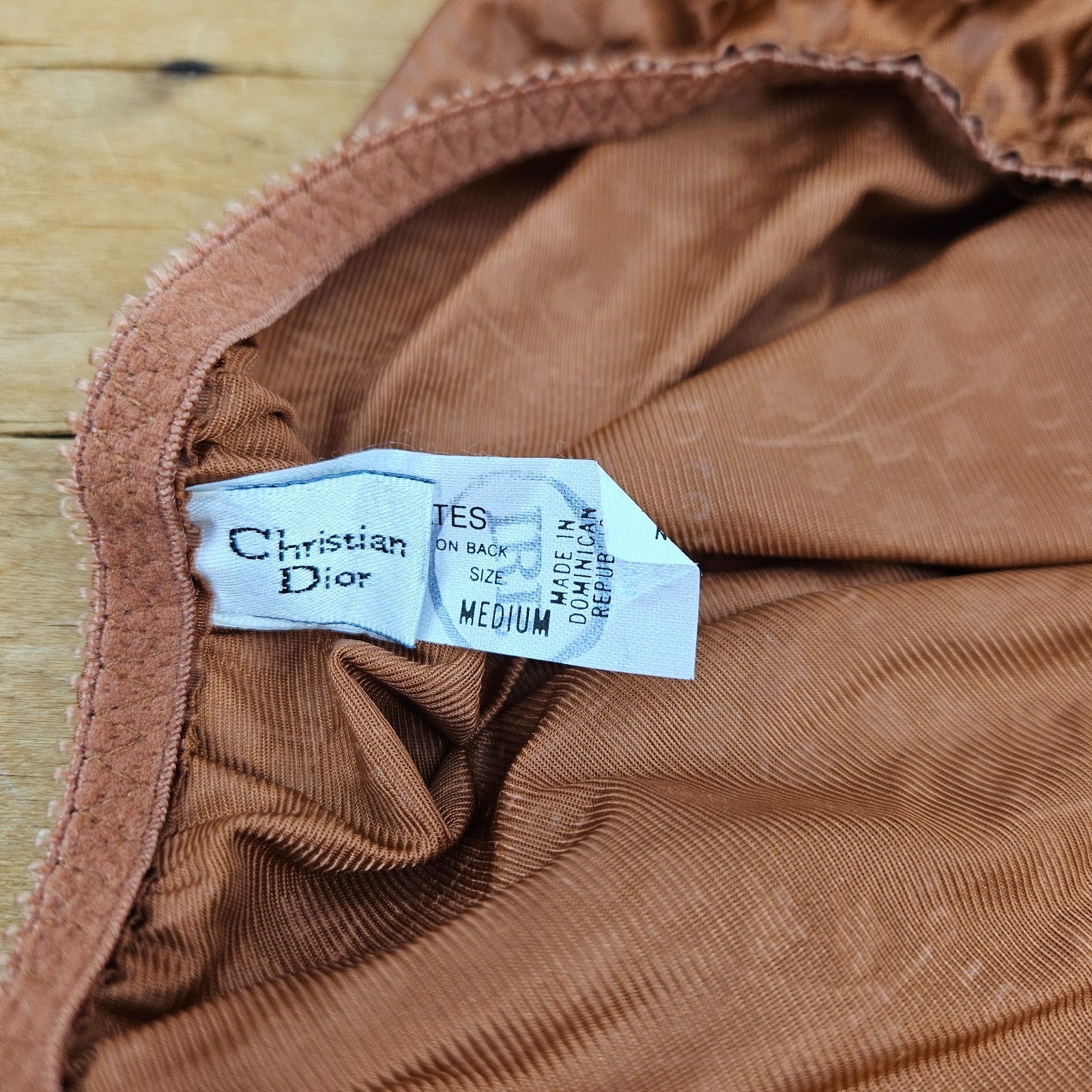 NWT VTG 90s Christian Dior Satin Panties Womens M Rust Brown Lily Valley