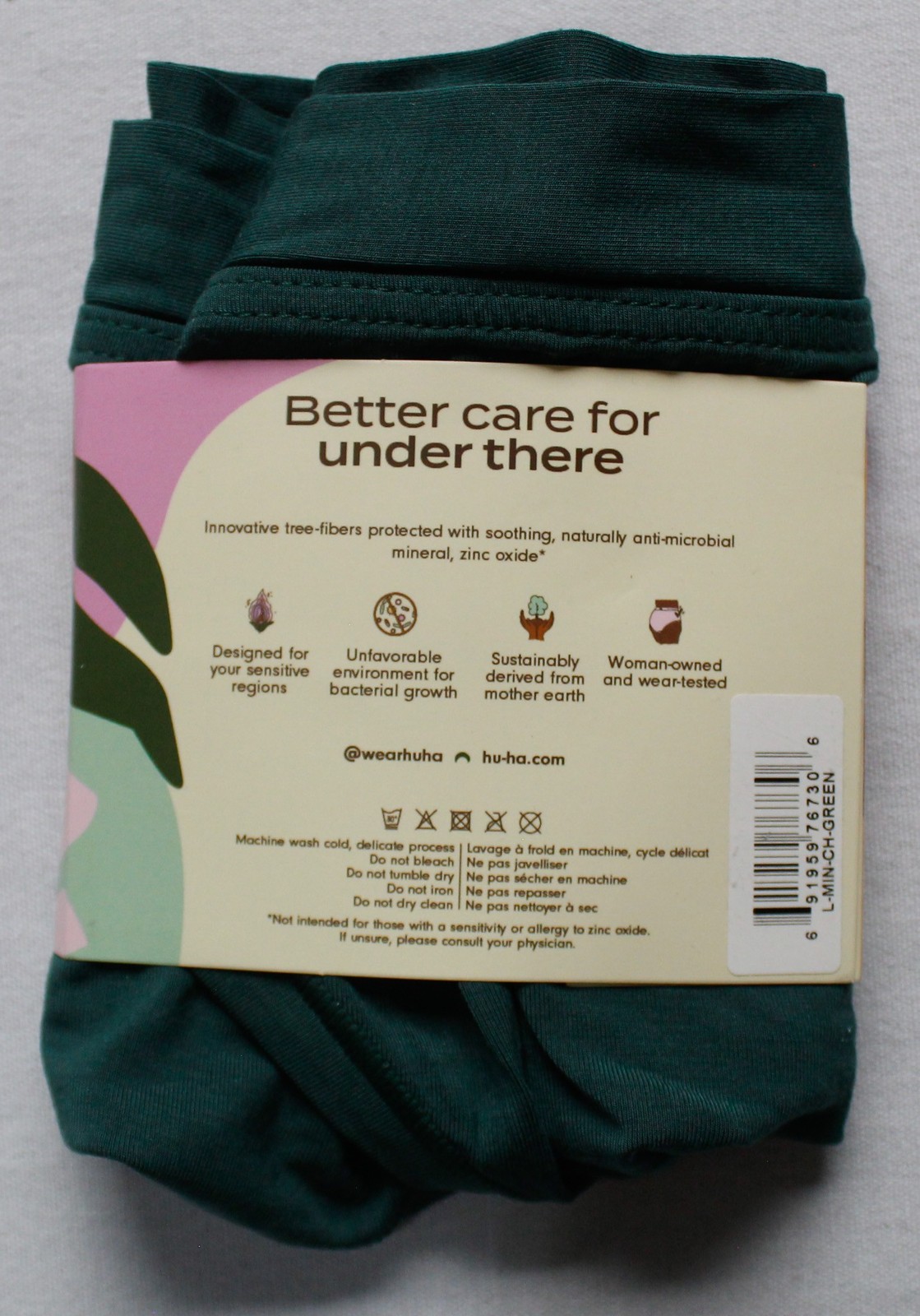 Huha Women’s Modal Soft Breathable Mineral Cheeky Panty ZG3 Green Large NWT