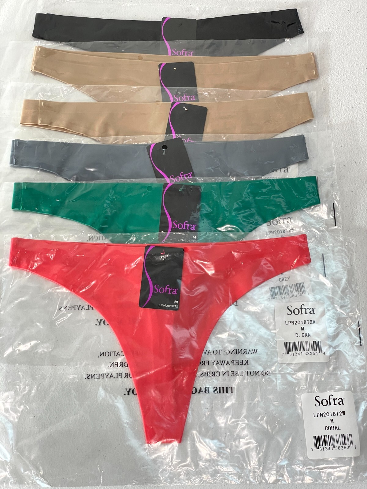 NEW Sofra Womens Medium 6 Piece Pack High Waist Thong Underwear Panties Bundle