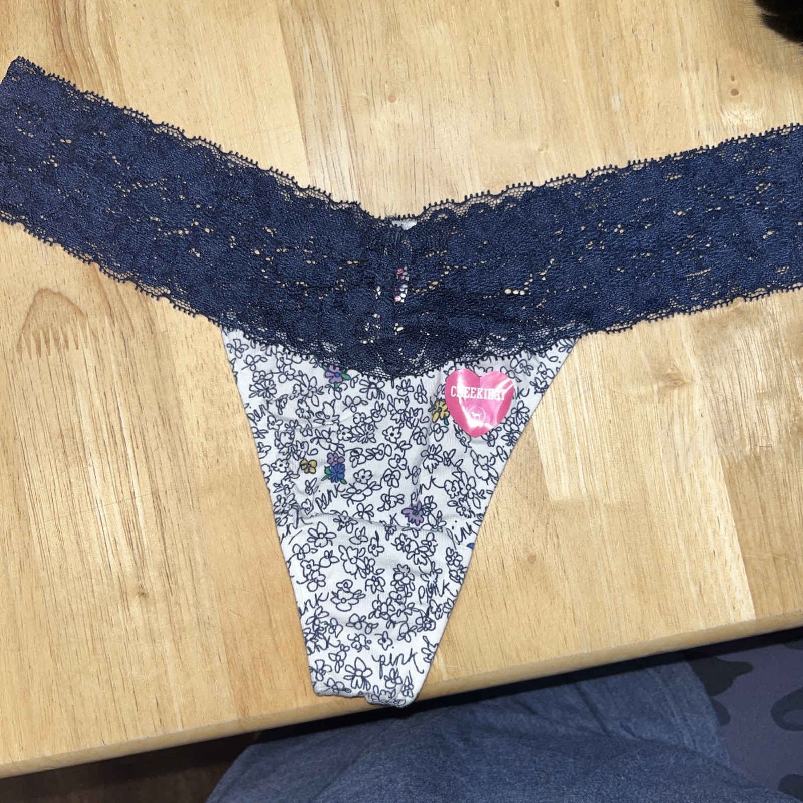 True Vintage Victoria’s Secret PINK Extra Low Rise Lace Waist Cotton Thong Panty