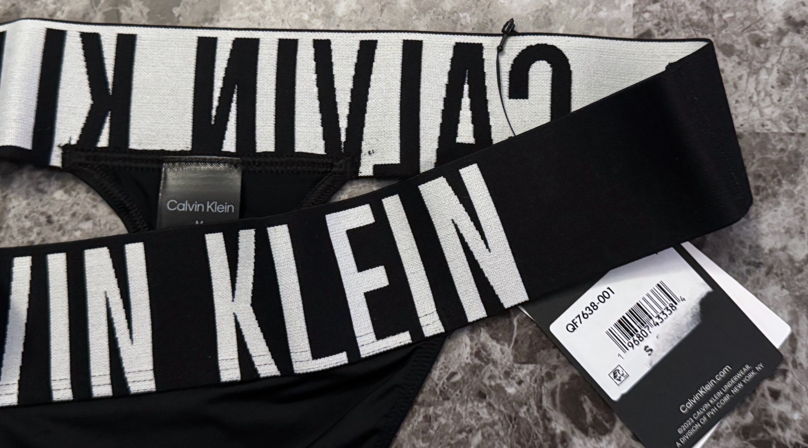 CALVIN KLEIN BLACK SMOOTH THICK BAND COOLING TECHNOLOGY HIGH LEG THONG PANTIES