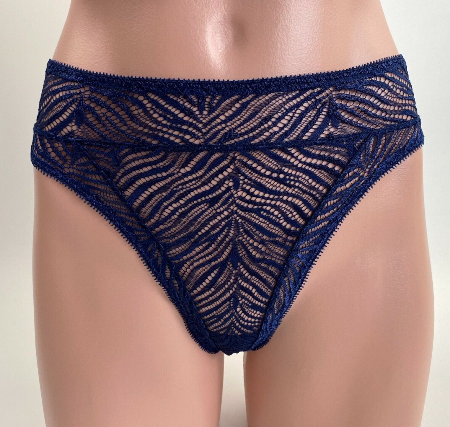 Victoria’s Secret Very Sexy Zebra Strappy Lace Brazilian / Slip Blue S NWT