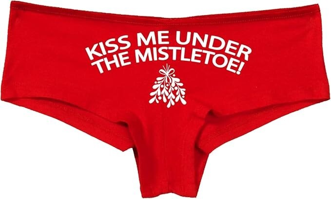 Knaughty Knickers Kiss Me Under The Mistletoe Christmas Sexy Fun Boyshort