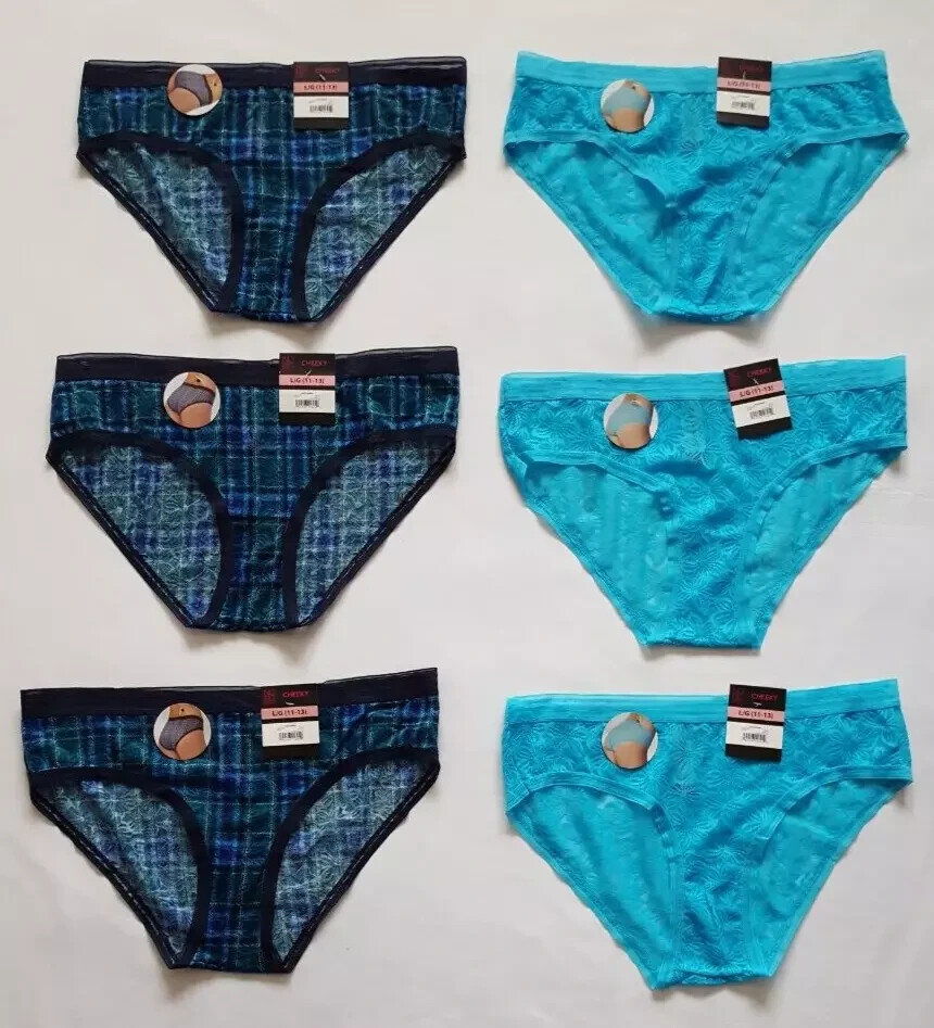 No Boundaries Cheeky Panties Floral Lace Size L(11-13) Multicolor (LOT OF 6)