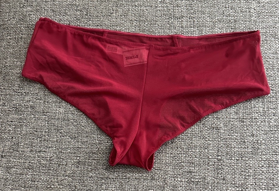 Victoria’s Secret Deep Red Mesh Rhinestone Cheeky Panty Size Small NWT