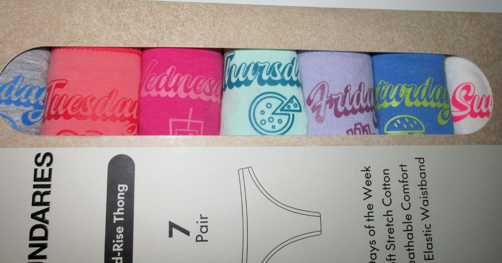 Womens ‘Day of the Week’ 7 Thong Panties – Size 2XL (20) – BRAND NEW W TAGS