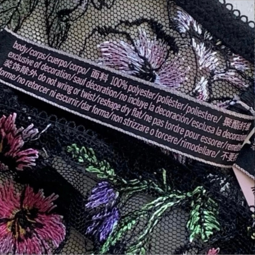 Victoria’s Secret Panty Small Medium Xlarge Black Embroidered Floral New