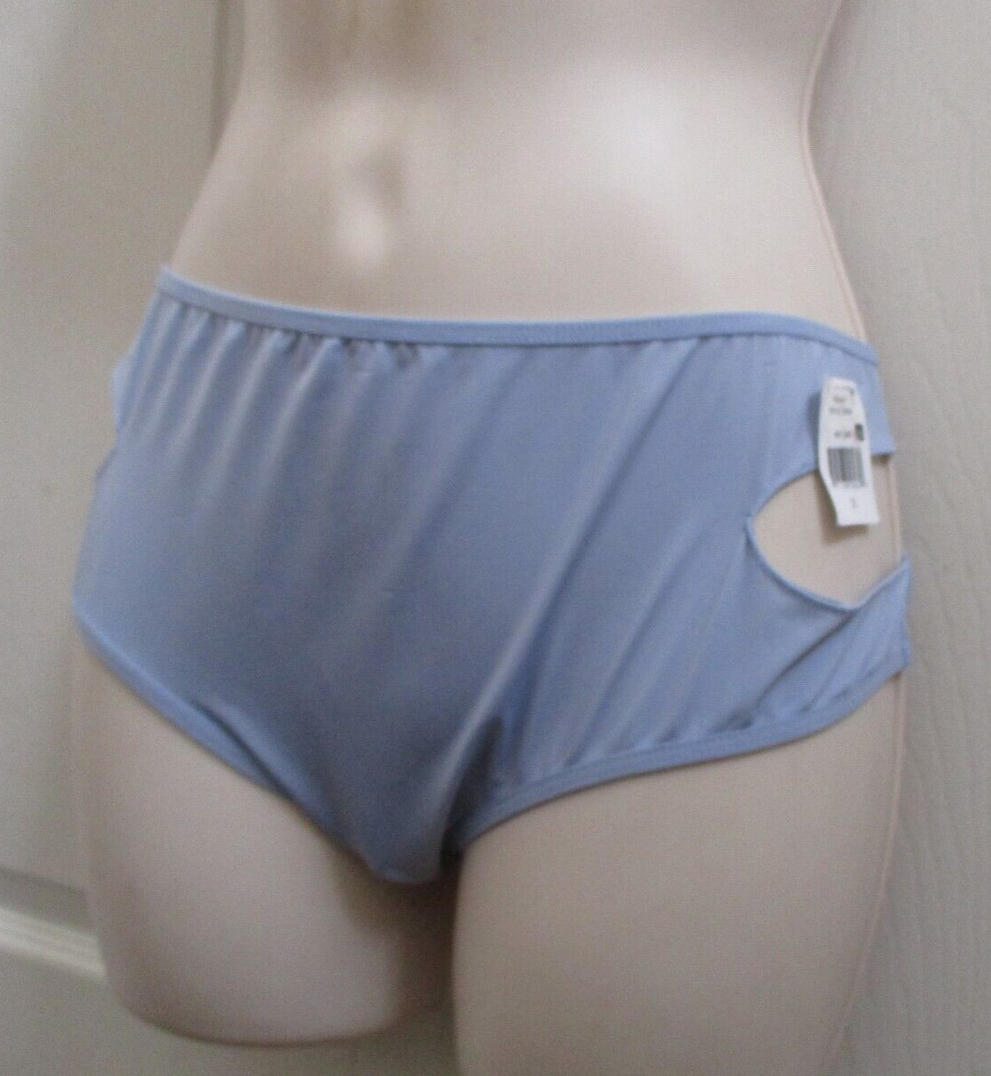 Women’s Unique 1X Panties Light Blue Bikini Style Cut Out Hip Keyholes NWT