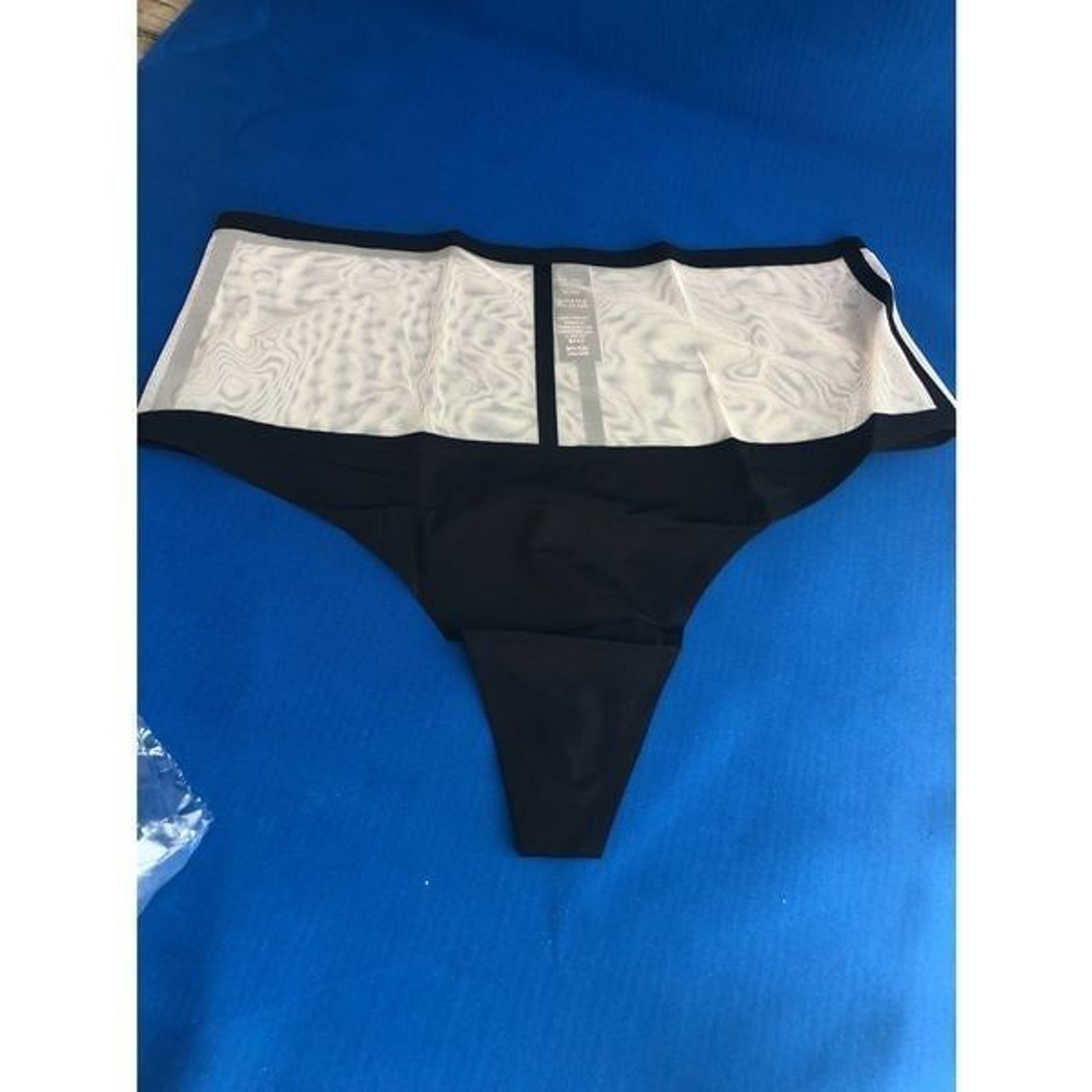 Sexy Size S High Waist Thong black and beige mesh