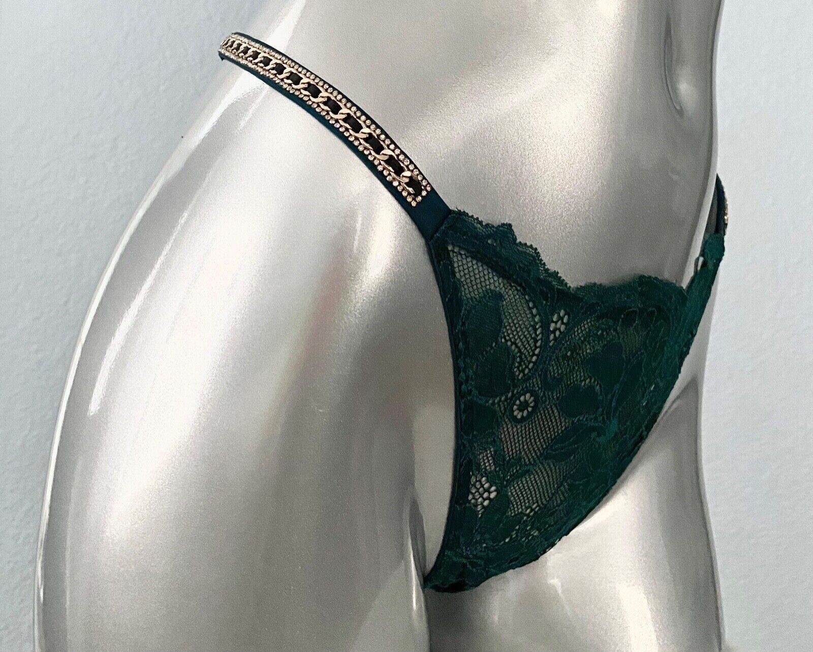 Victoria’s Secret Thong Panty Very Sexy Chain Strap Green Lace M L 2XL