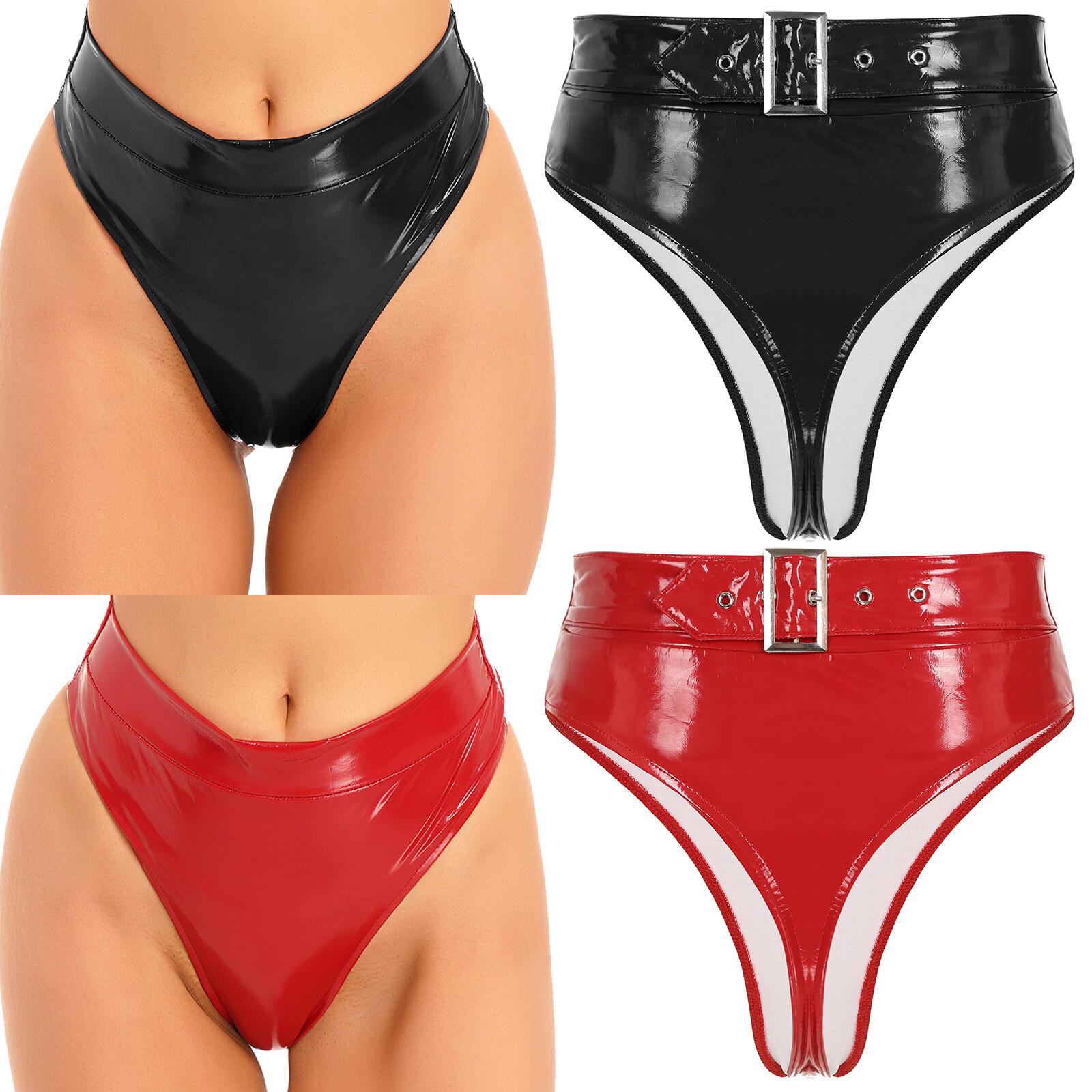 Womens Shiny Metallic Panty Briefs Wet Look Lingerie Pole Dance Underwear Shorts