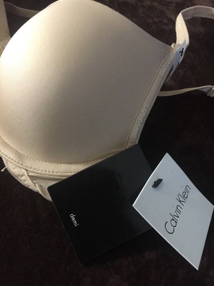 NWT Calvin Klein Womens DEMI UNDERWIRE SAND DUNE BEIGE Sz 34A $38