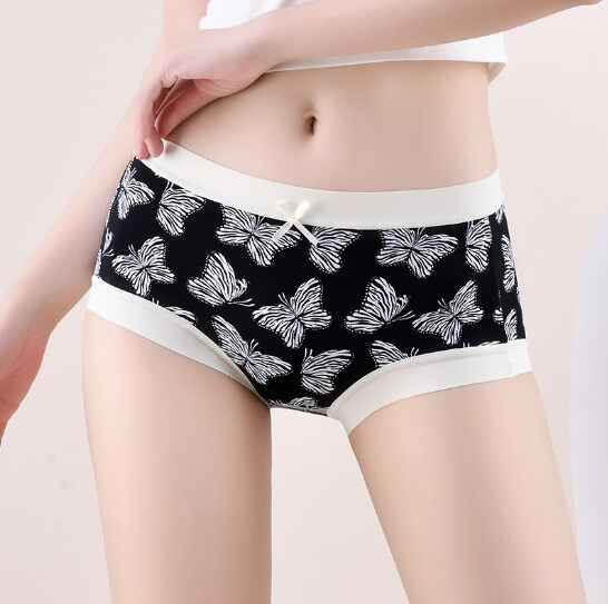 Women Briefs High Waist Pant Ice silk Seamless Floral Plus size Underpants 90801