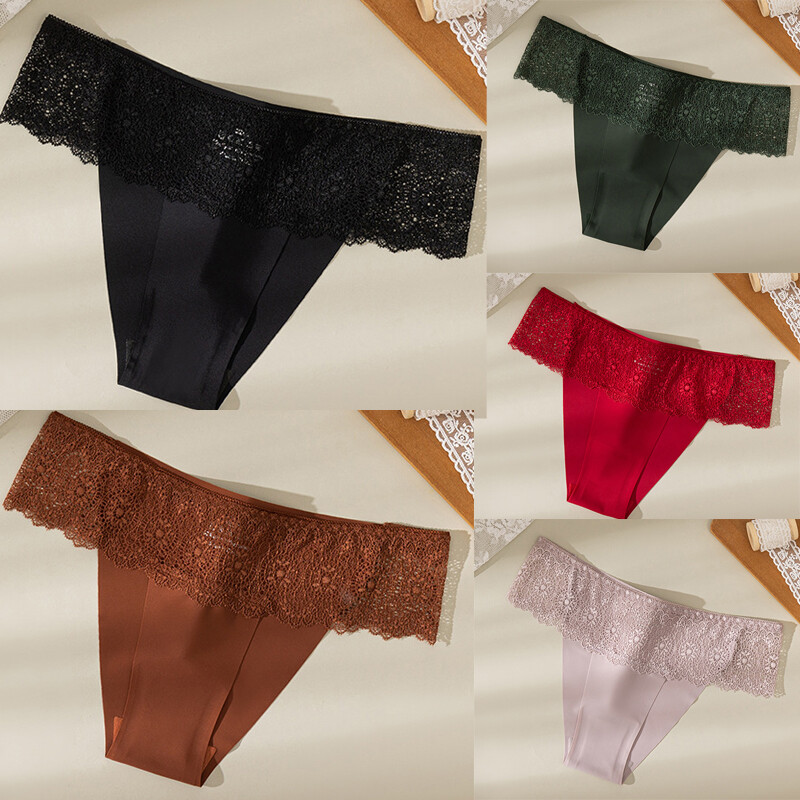 5 Pack Lot Sexy Womens Lace Low Waist Panties Briefs French Underwear Lingeries