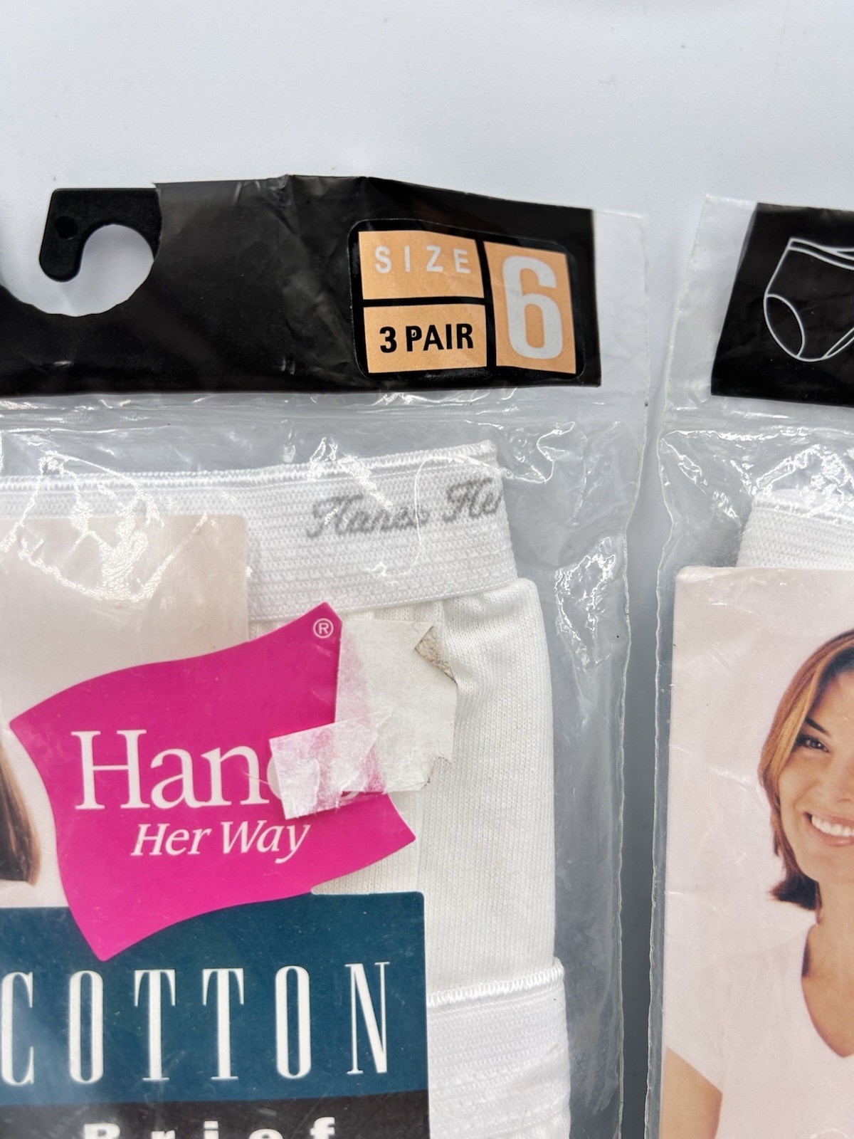 New Vintage 1999 Hanes Her Way Cotton Brief White Underwear Size 6 Lot Of 2