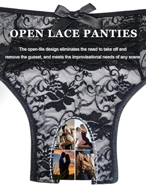 Women Lace Underwear Sexy Briefs Panties Plus Size Cheeky 4X-Large Black