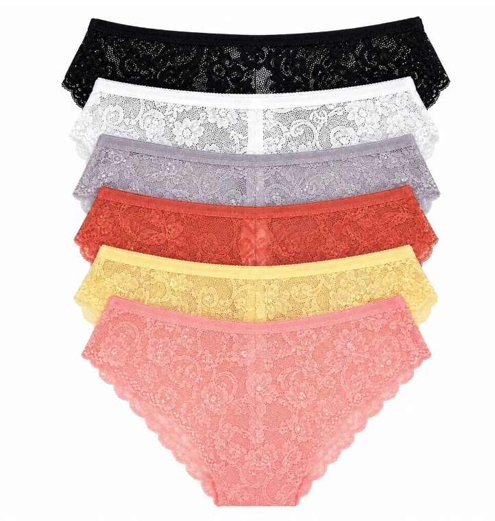 6 Pack Women’s Lace Hipster Cheeky Panties Seamless Sexy Underwear M / :) P