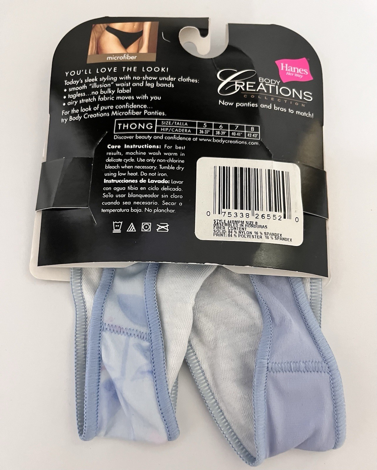 Hanes Her Way Vintage 2 Pack Low Rise Blue 2003 Body Creations Thong Panty 8 NWT
