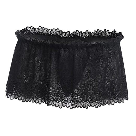 Men Crossdressing Sissy Lace Lingerie Skirted Panties Low Waist XX-Large Black