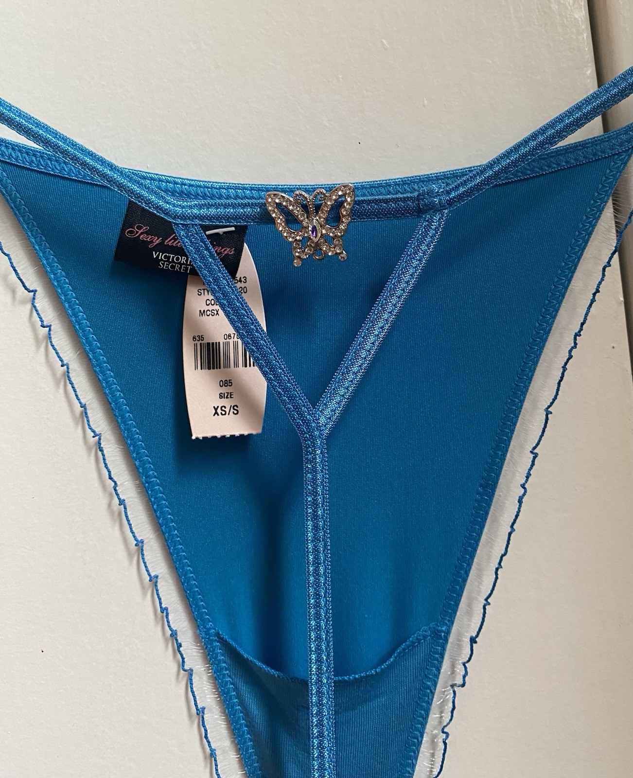 Victoria’s Secret Turquoise Thong, Size s, with Rhinestone Butterfly, Very Nice