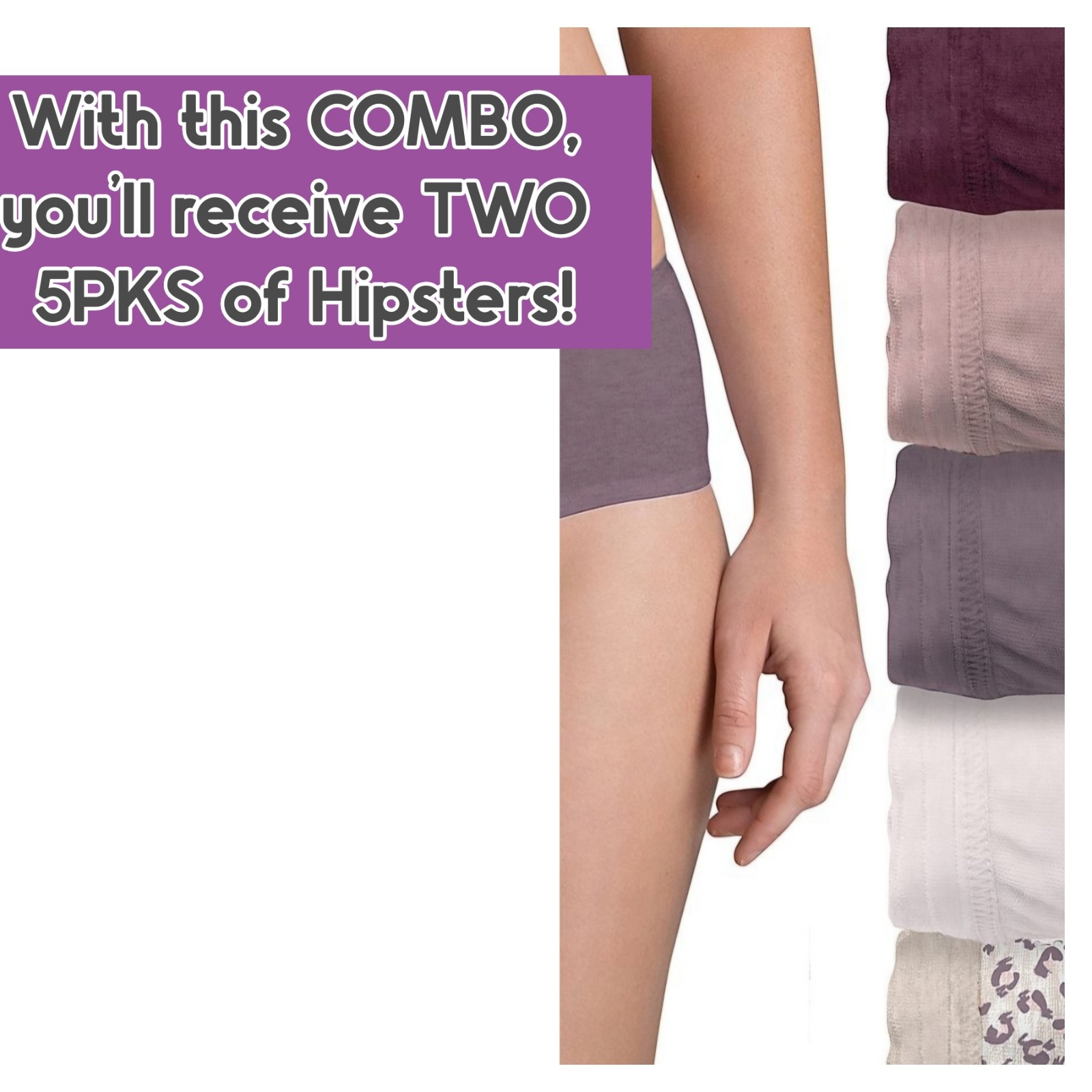 SZ 9 / 2XL Fruit of the Loom SIGNATURE HIPSTERS COMBO of TWO 5 PKS in Deep Wine