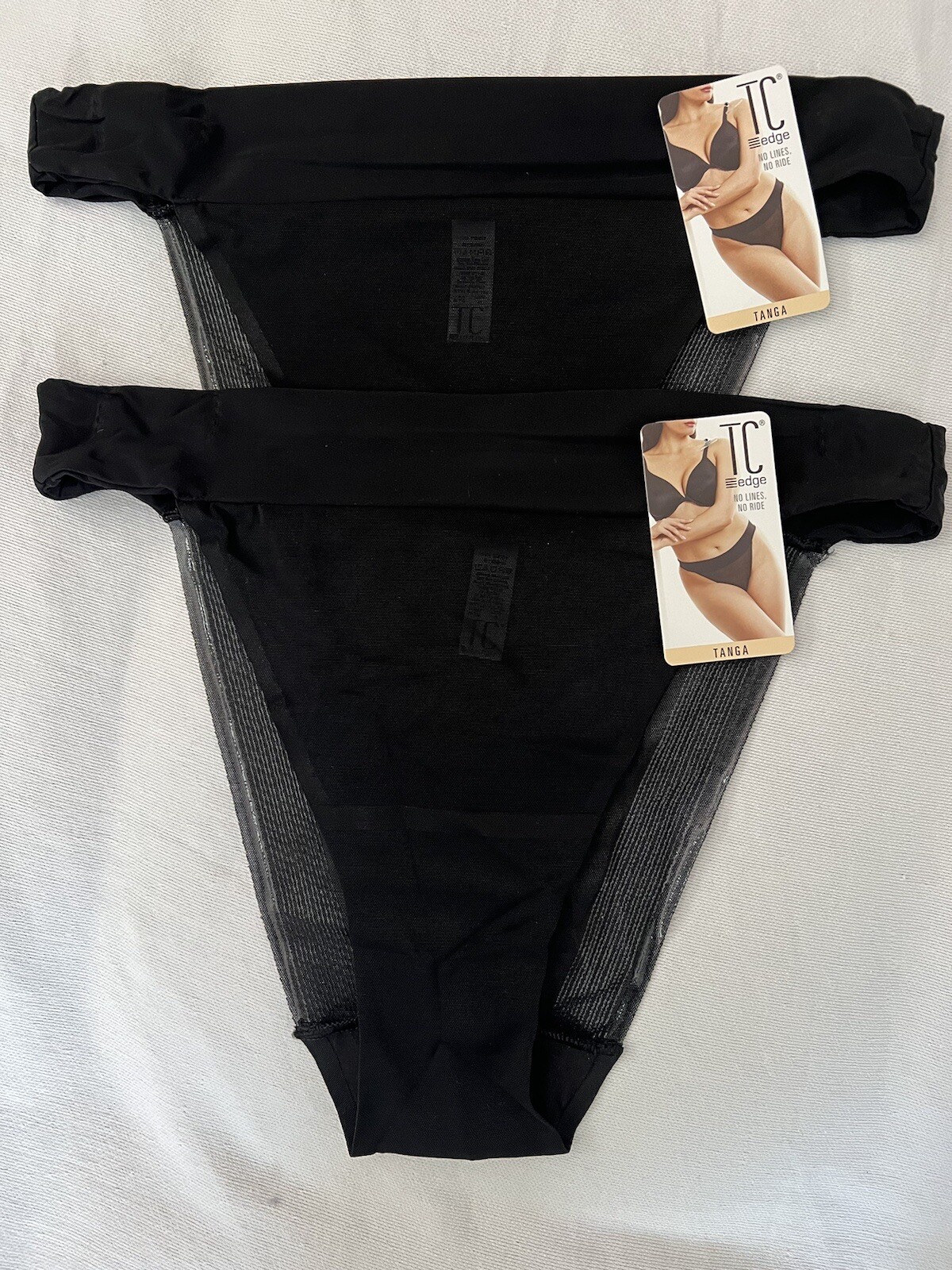 NEW TC FINE TC EDGE Panty A4-152 J Tanga Style Black Women’s Small Panty 2 Pair