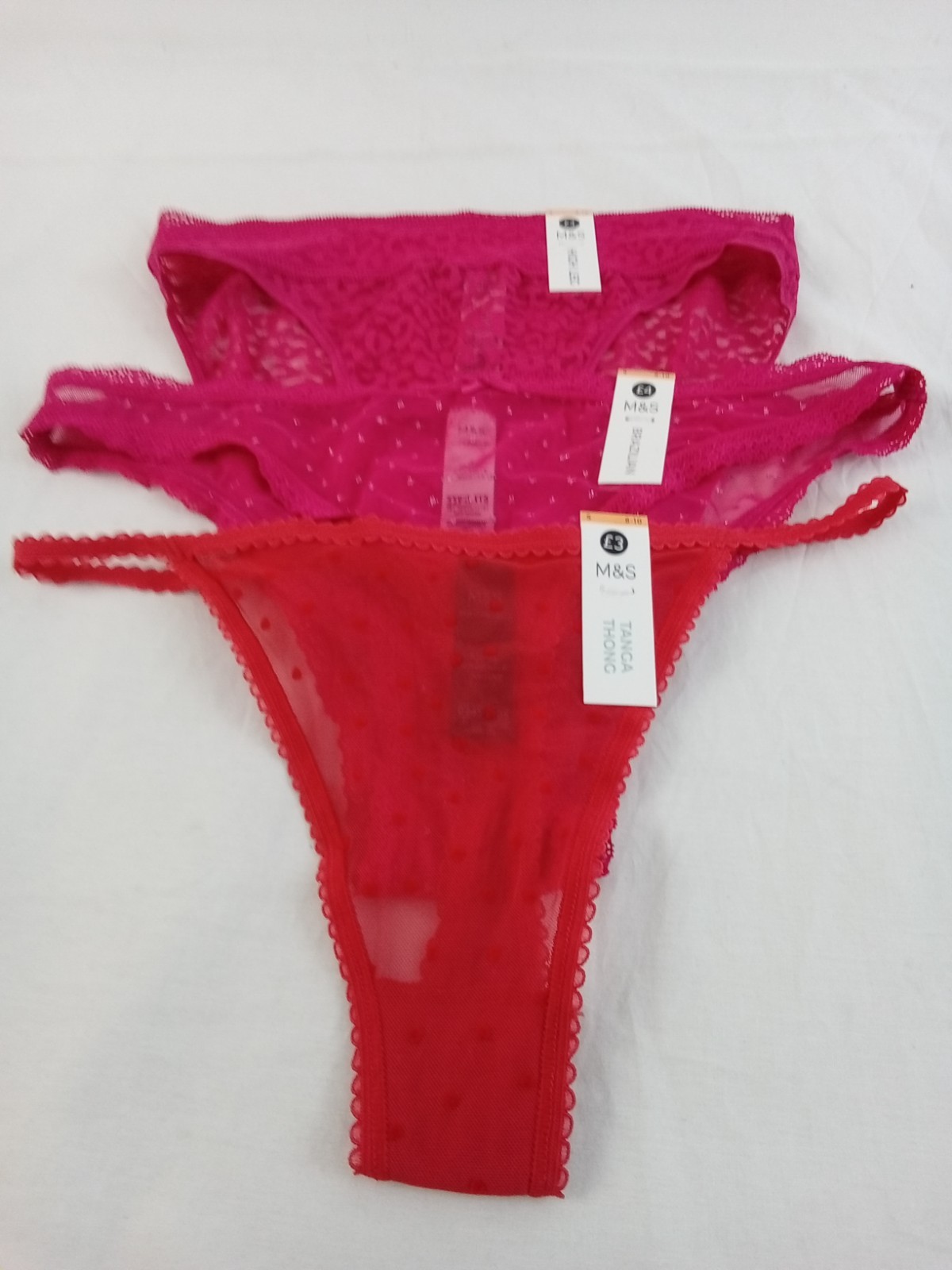 M&S 15pcs Bundle Underwear Size S 8-10 Pink Mesh High leg Brazilian Thong New