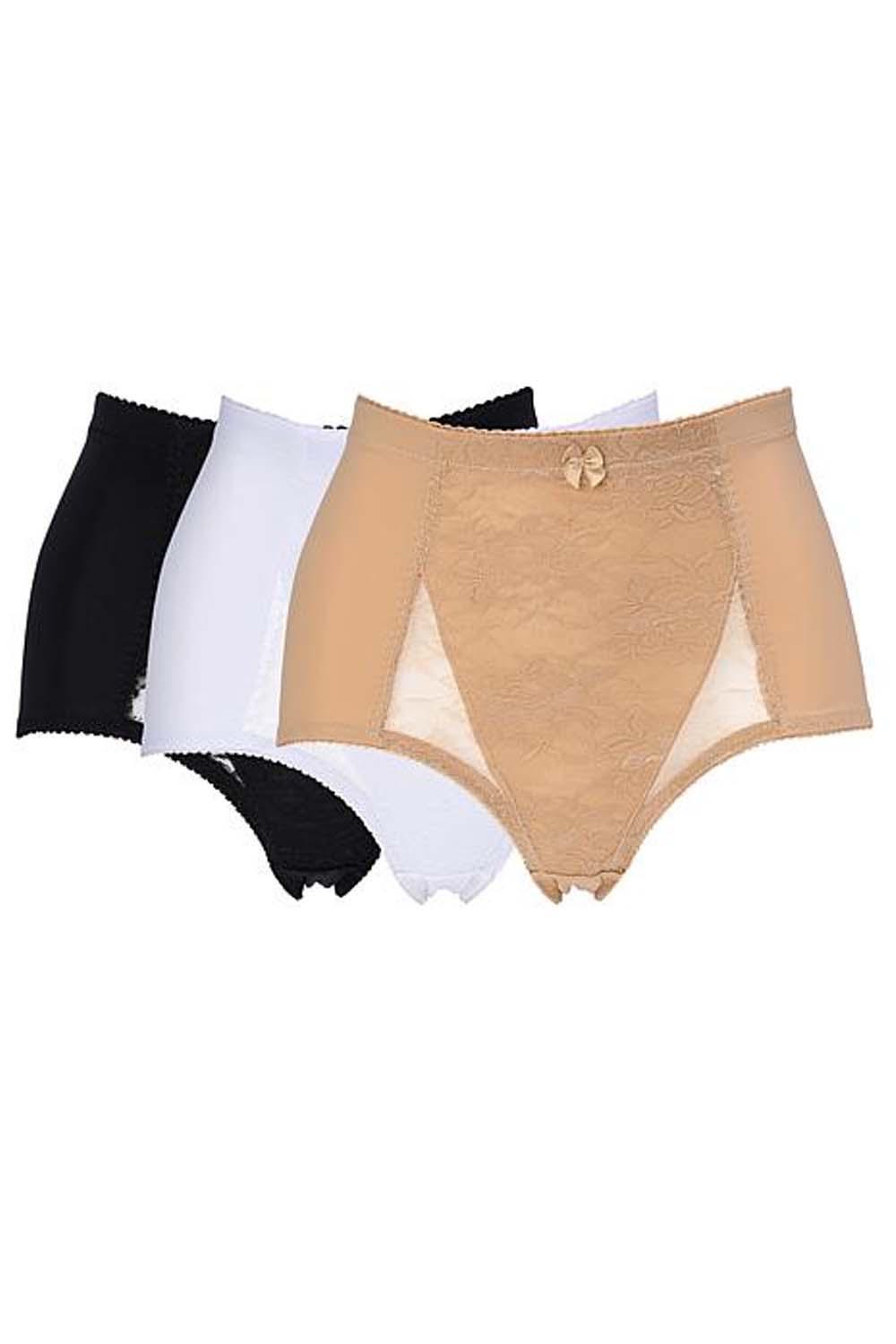 Rhonda Shear Women’s 3-pack Classic Pin-Up Brief Black/White/Beige