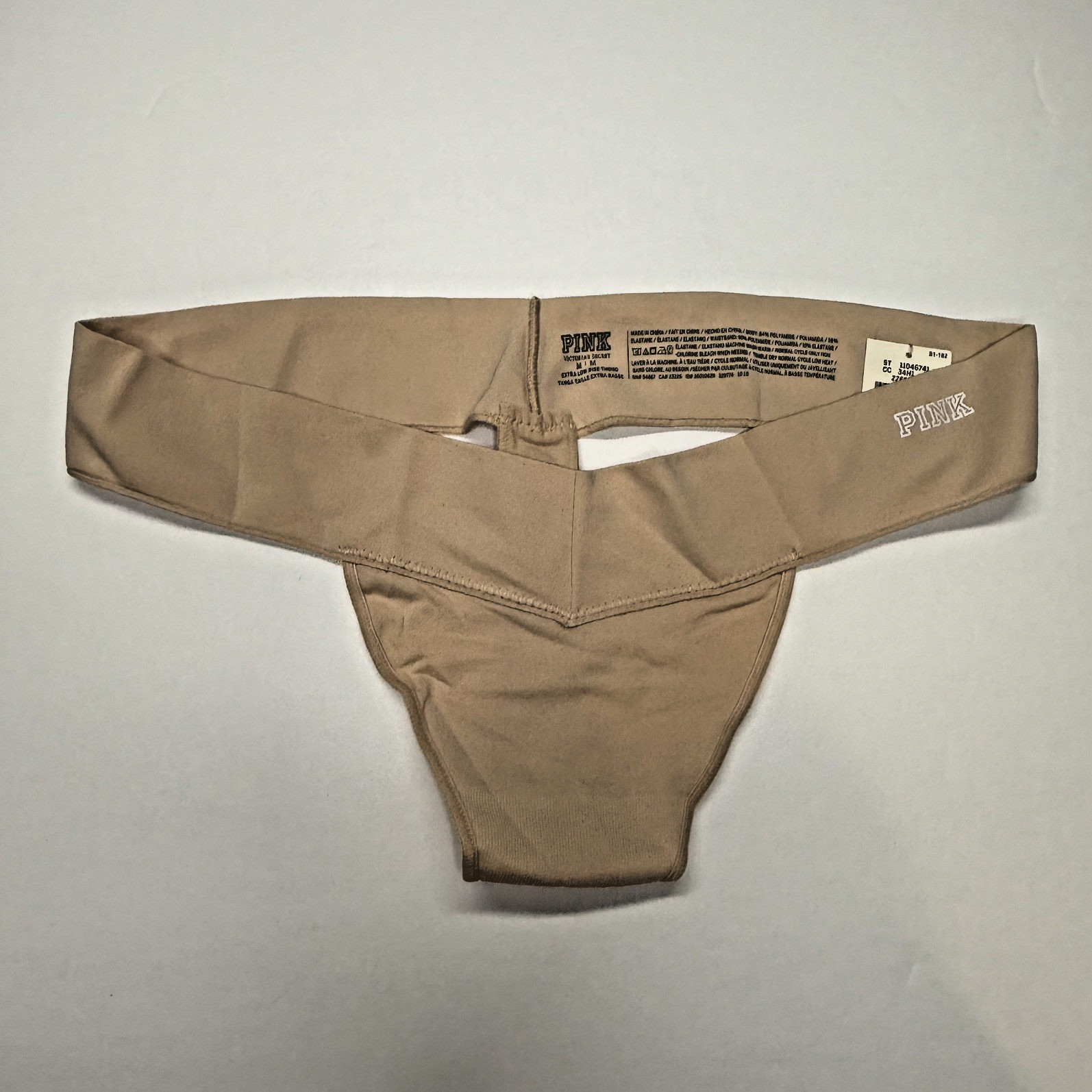 Set of 2 Vintage Victoria’s Secret PINK Yoga Logo Band Nude Thong Panties Medium